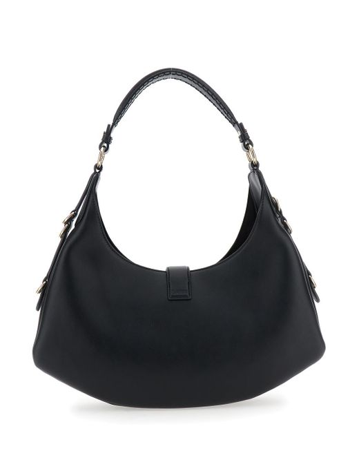 Ganni Black 'Kat Small' Shoulder Bag With Adjustable Handle And Logo Plaque On The Front