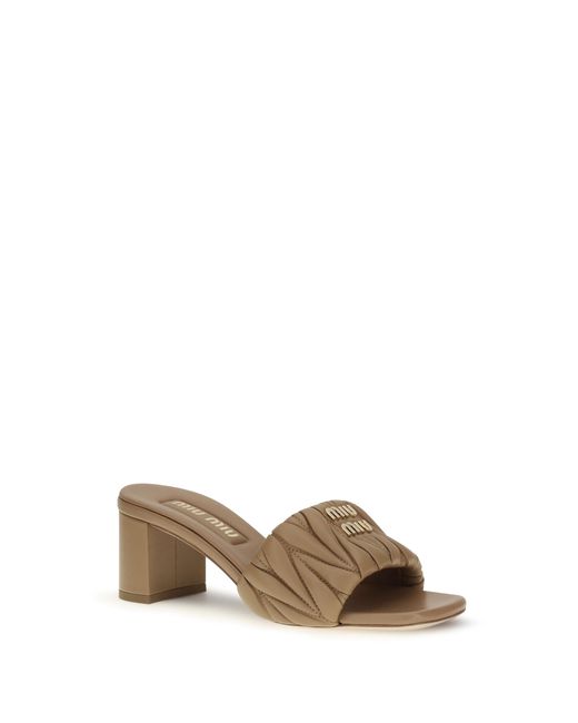 Miu Miu Multicolor Sandals Logo Plaque Lambskin Upper Lamb (Ovis Aries)