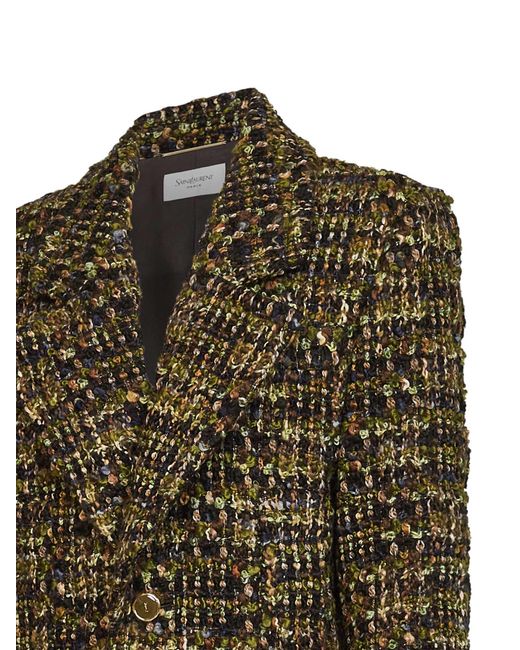 Saint Laurent Green Khaki Wool Tweed Jacket