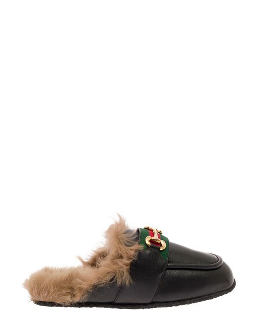 Gucci Black Slipper With Horsebit for men