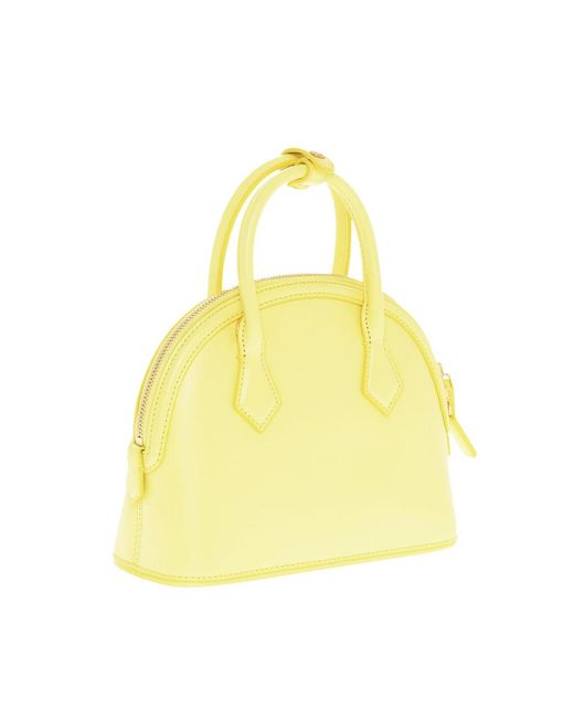 MCM Yellow Anna Logo Plaque Tote Bag
