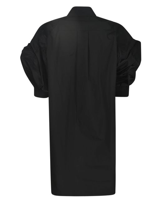 Sacai Black Short Sleeved Shirt Dress