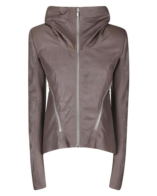 Rick Owens Brown Tailored Lamb Leather Jacket With Padded Shoulders