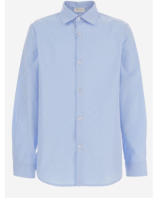 Gucci Blue Cotton Shirt for men