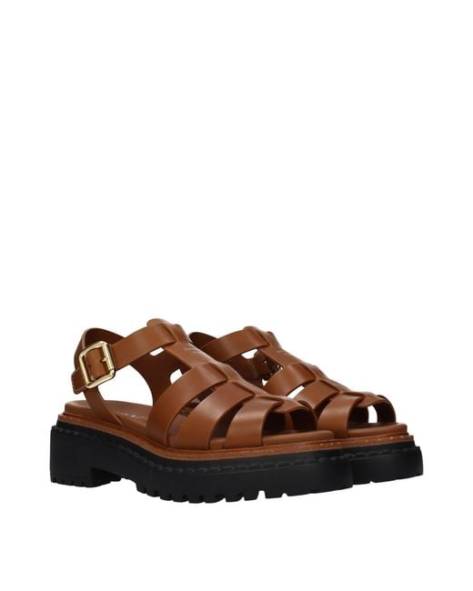 Prada Brown Leather Platform Sandals