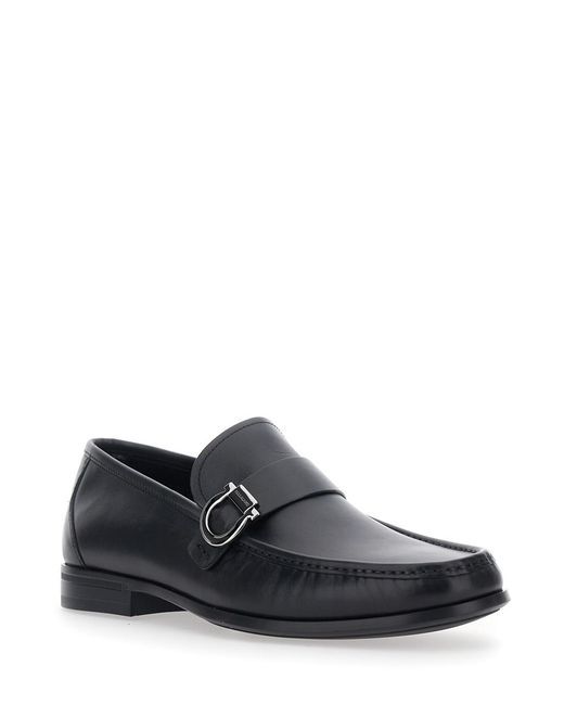 Ferragamo White 'Caspian' Loafers With Gancino Plaque On The Side for men