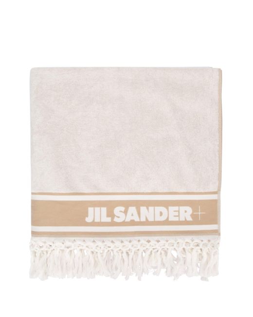 Jil Sander Natural Embroidered Cotton Beach Towel