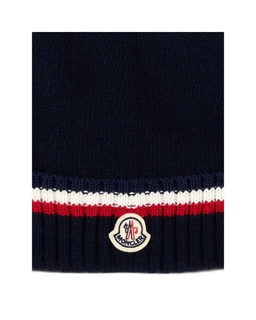 Moncler Blue Knitted Wool Hat for men