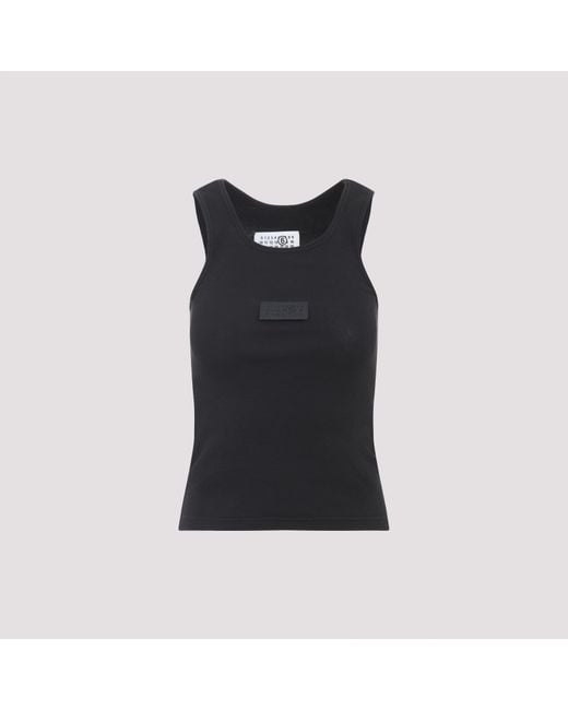 MM6 by Maison Margiela Black Tank Top Cotton Elastane