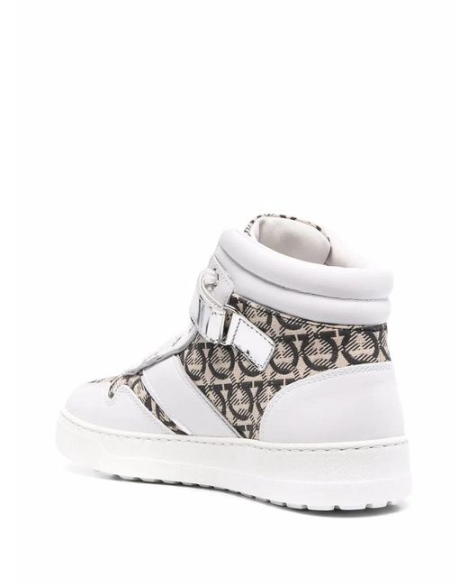 Ferragamo White Noè High-Top Sneakers