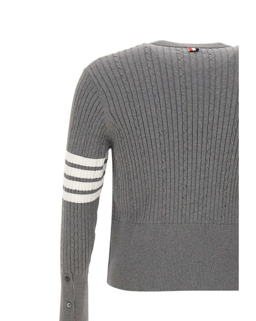 Thom Browne Gray "baby Cable Rib Stitch" Cotton Pullover for men