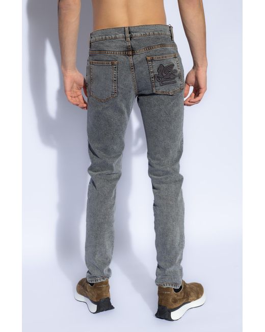 Etro Gray Jeans With Logo for men