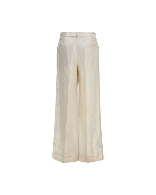 Brunello Cucinelli Natural Beige Silk Casual Pants