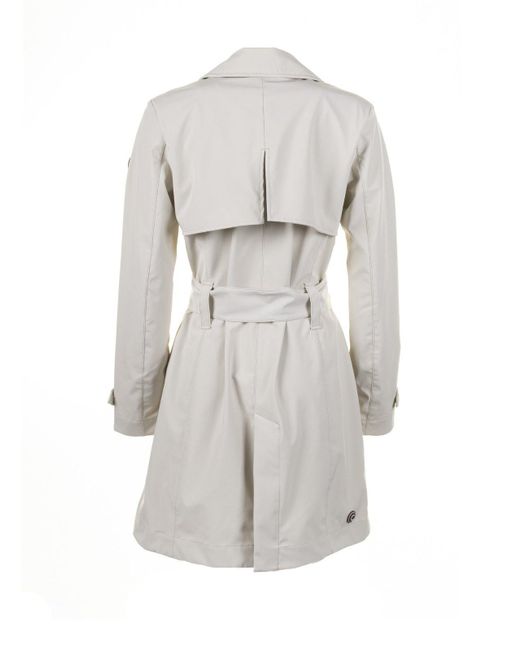Colmar Gray Logo-Patch Double-Breasted Belted Trench Coat