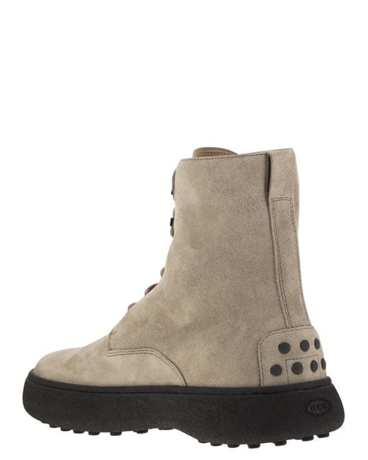 Tod's Brown Suede Lace-Up Boot for men