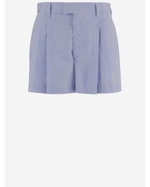ARMARIUM Blue Cotton Shorts With Striped Pattern