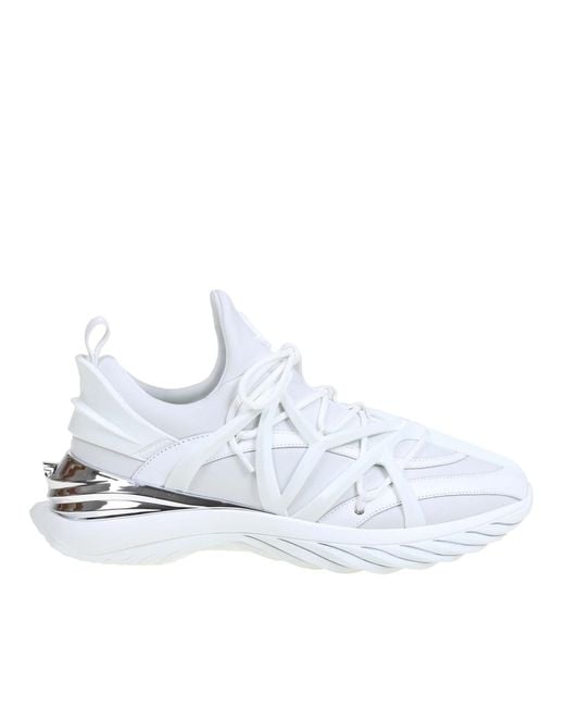 Jimmy Choo White Cosmos Sneakers In Leather And Neoprene for men