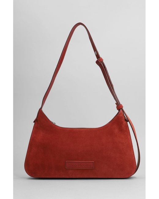 Acne Red Platt Mini Shoulder Bag In Bordeaux Suede