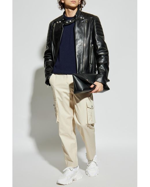 Balmain Blue Sweater With Snap Fastening On The Shoulder for men