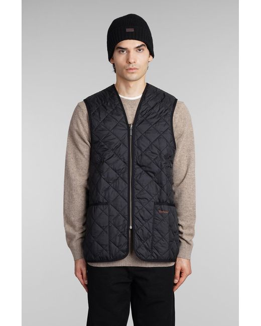 Barbour Gray Quilted Waistco Vest In Black Polyamide for men