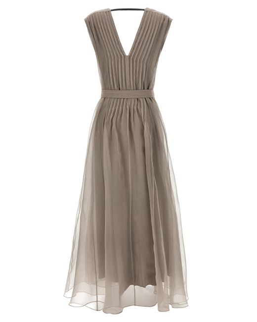 Brunello Cucinelli Brown Silk Long Dress