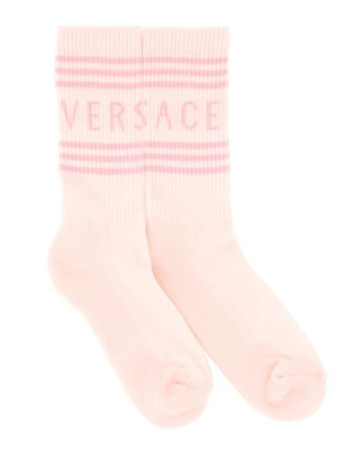 Versace Pink Sock With Logo