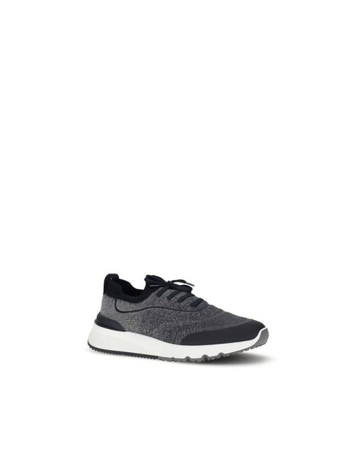 Brunello Cucinelli Blue Cotton Athletic Sneakers for men