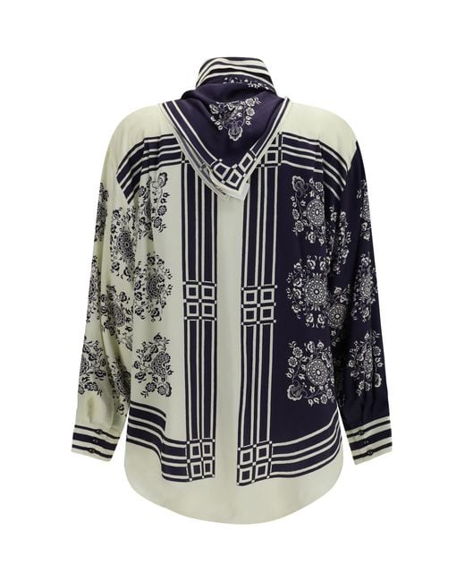 ALÉMAIS Blue Silk Shirt Banderra With Scarf