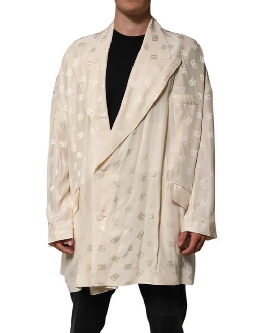 Dolce & Gabbana Natural Logo Pattern Doublebreasted Blazer for men