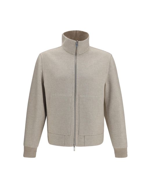 Brunello Cucinelli Gray Jacket Double-Face Cashmere Sand-Camel (Capra Hircus) for men