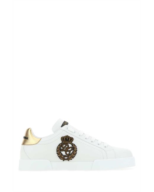 Dolce & Gabbana White Leather Portofino Sneakers for men