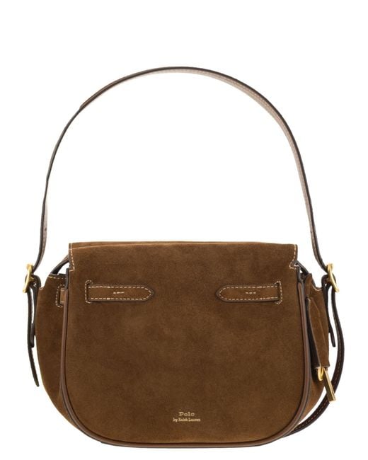 Polo Ralph Lauren Brown Mini Polo Id Suede Satchel