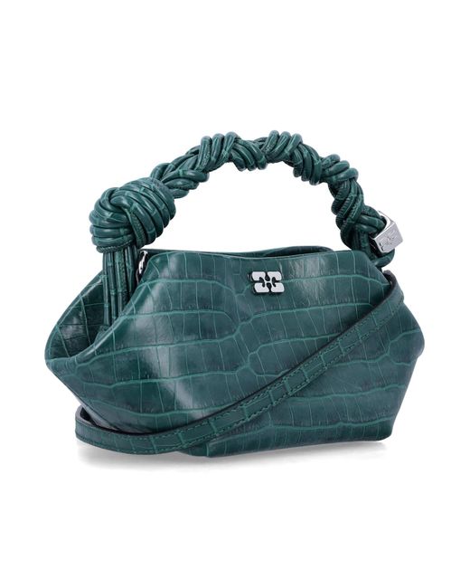 Ganni Blue Mini Braided Bou Handbag
