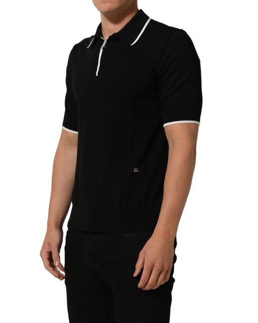Dolce & Gabbana Black Cotton Collared Short Sleeves Polo T-Shirt Nylon for men