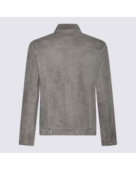Giorgio Brato Gray Leather Jacket for men