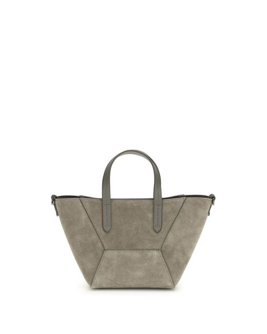 Brunello Cucinelli Multicolor Suede Shoulder Bag Calf Leather Bos Taurus