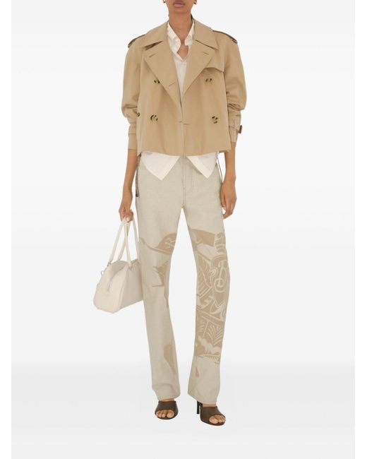 Burberry Natural Cotton Cropped Trench Coat