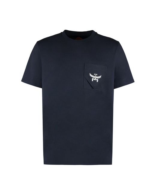MCM Blue T-shirt With Logo, for men