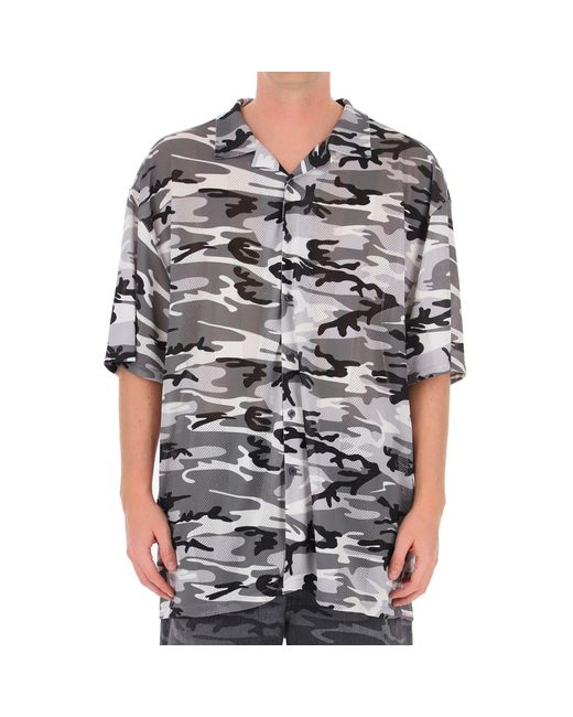 Balenciaga Black Camouflage Print Shirt for men