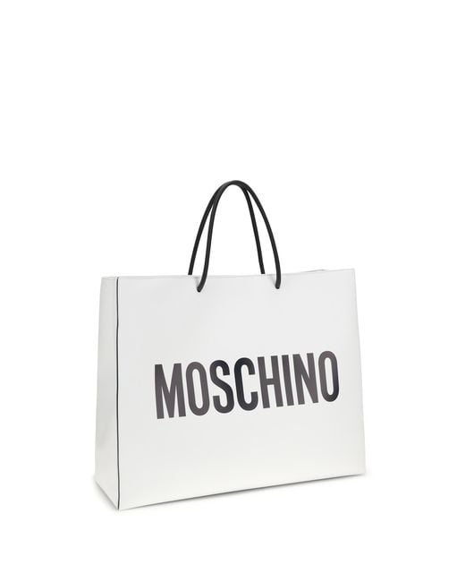 Moschino White Shoulder Bag Calf Leather Handbags