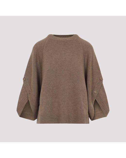 Max Mara Brown Virgin Wool Ampex Botton Sweater
