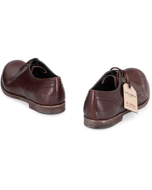 Dolce & Gabbana Brown Leather Lace-Up Derby Shoes for men
