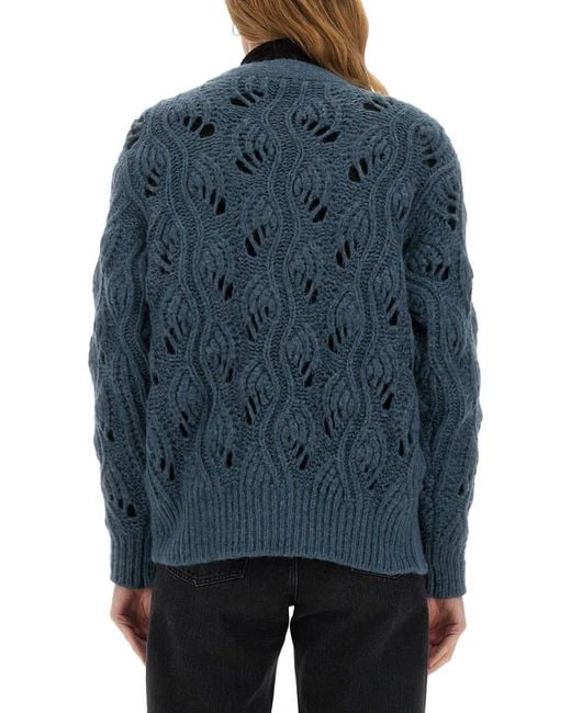 Mila Schon Blue Alpaca Cardigan