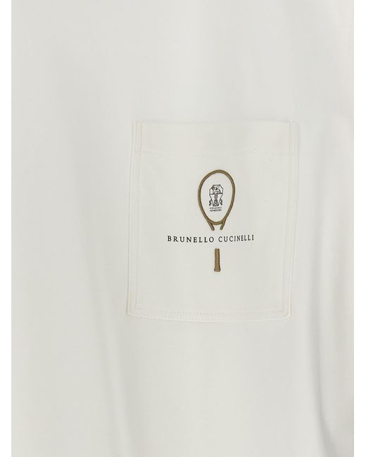 Brunello Cucinelli White Logo T-shirt