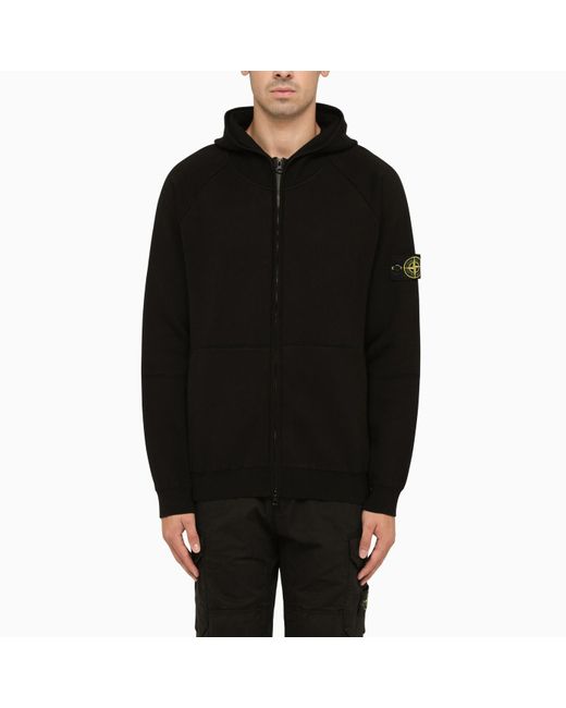 Stone Island Zipped Black Hoodie for Men Lyst