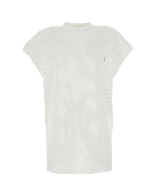 The Attico White Shoulder-padded Waflle-effect Crewneck T-shirt