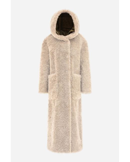 Herno Natural Chantilly Curly Faux Fur Coat Rings
