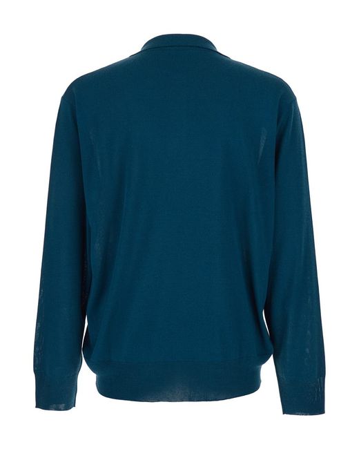 Roberto Collina Blue Sweater 261Mya1600414 With V-Neck And Soft Collar for men