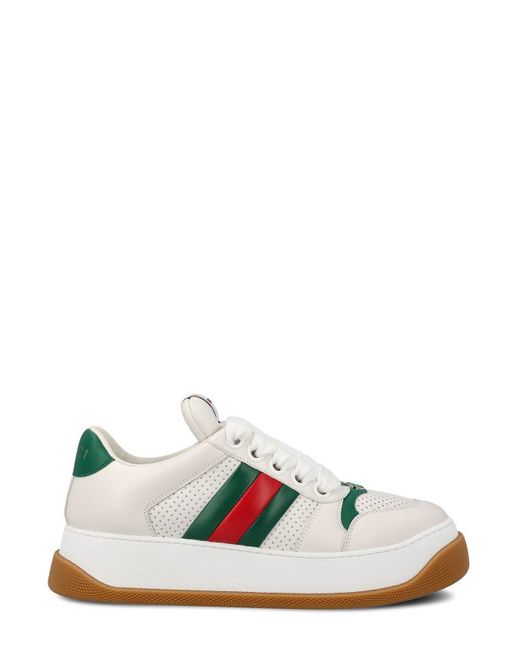 Gucci White Screener Trainer With Web for men