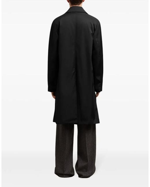 AMI Black Technical Twill Logo Raincoat Clothing Coats & Jackets for men